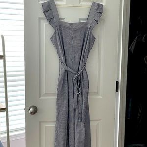 Medium white & navy thin striped jumpsuit